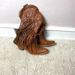 Brown Fringe Western Boots